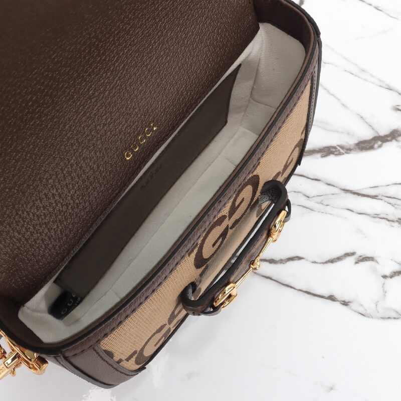 Replica Gucci Horsebit 1955 Double G Mini Brown Canvas 6 Replica Gucci Horsebit 1955 Double G Mini Brown Canvas - top-tier luxury replica shoulder bag