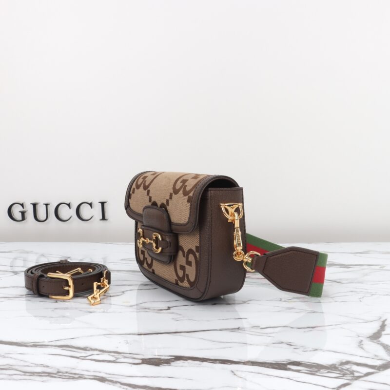 Replica Gucci Horsebit 1955 Double G Mini Brown Canvas 4 Replica Gucci Horsebit 1955 Double G Mini Brown Canvas - realistic designer-inspired fake bag