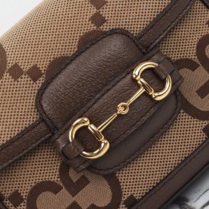 Replica Gucci Horsebit 1955 Double G Mini Brown Canvas 3 Replica Gucci Horsebit 1955 Double G Mini Brown Canvas - 1:1 designer replica handbag