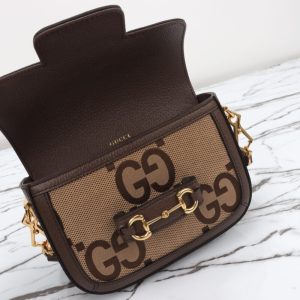 Replica Gucci Horsebit 1955 Double G Mini Brown Canvas 2 Replica Gucci Horsebit 1955 Double G Mini Brown Canvas - authentic-look luxury purse replica
