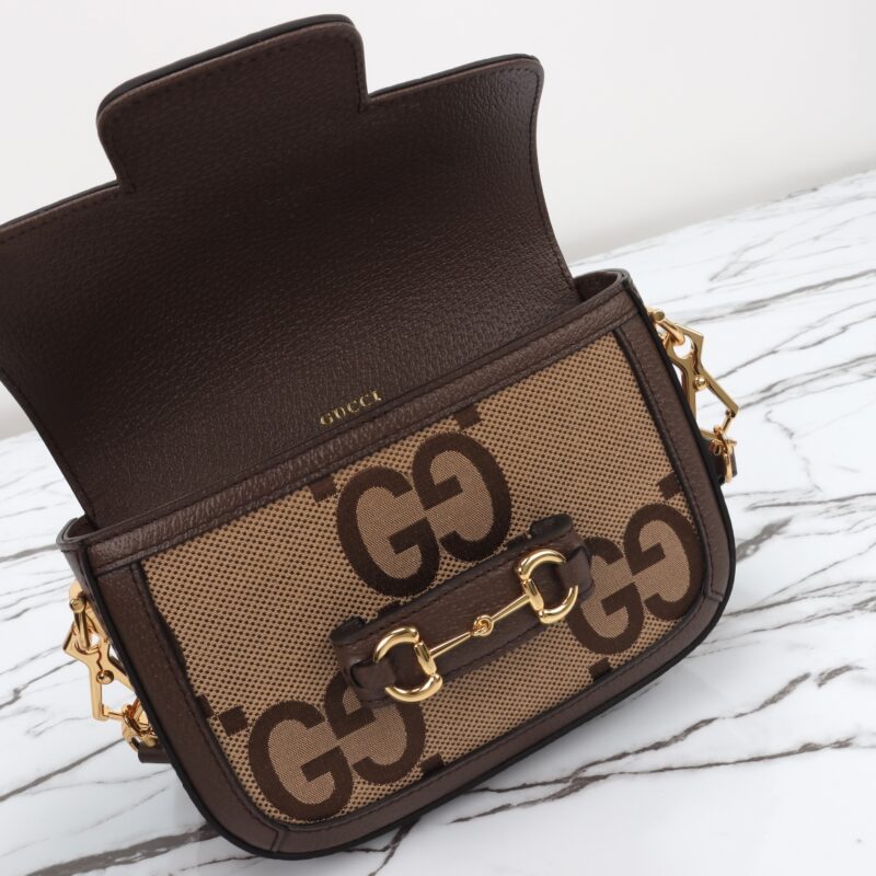 Replica Gucci Horsebit 1955 Double G Mini Brown Canvas 2 Replica Gucci Horsebit 1955 Double G Mini Brown Canvas - authentic-look luxury purse replica