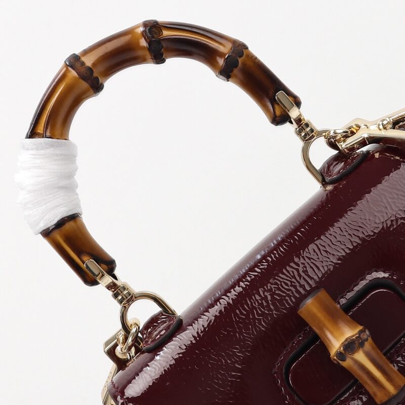Replica Gucci Bamboo 1947 Patent Bordeaux - premium 1:1 fake handbag model