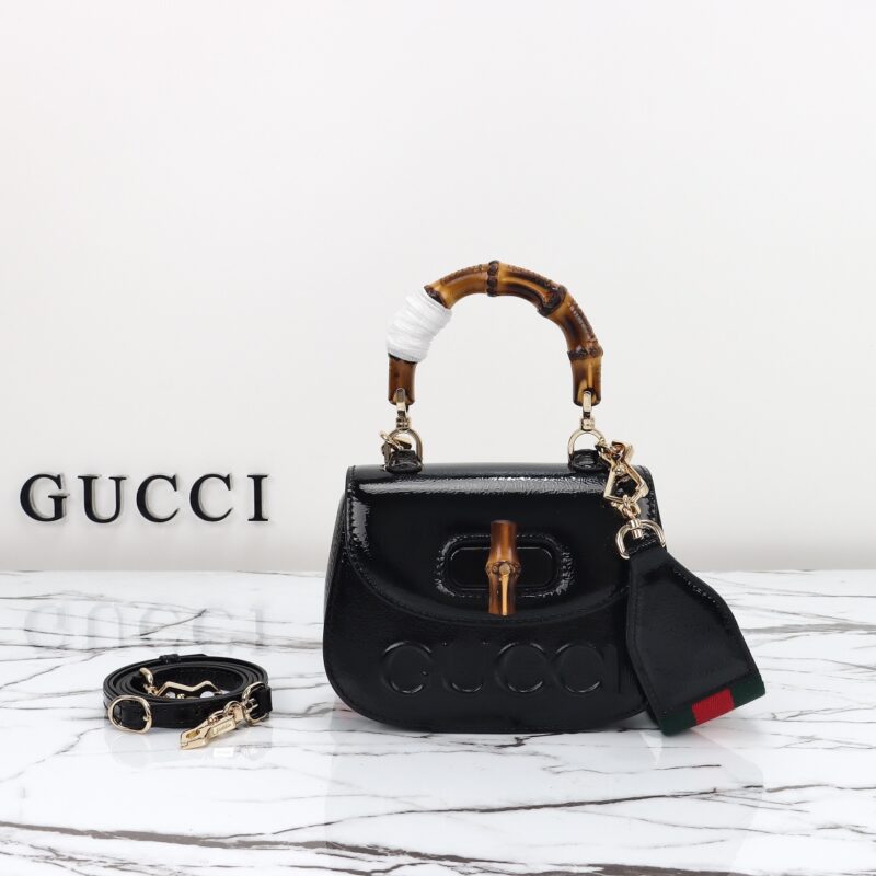 Replica Gucci Bamboo 1947 Patent Black 3 Replica Gucci Bamboo 1947 Patent Black - 1:1 designer replica handbag