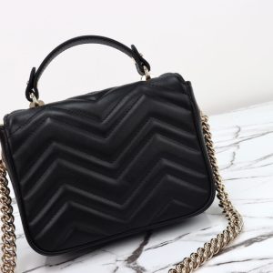 Replica Gucci Marmont Mini Top Handle Black 4 Replica Gucci Marmont Mini Top Handle Black - top-tier luxury replica shoulder bag