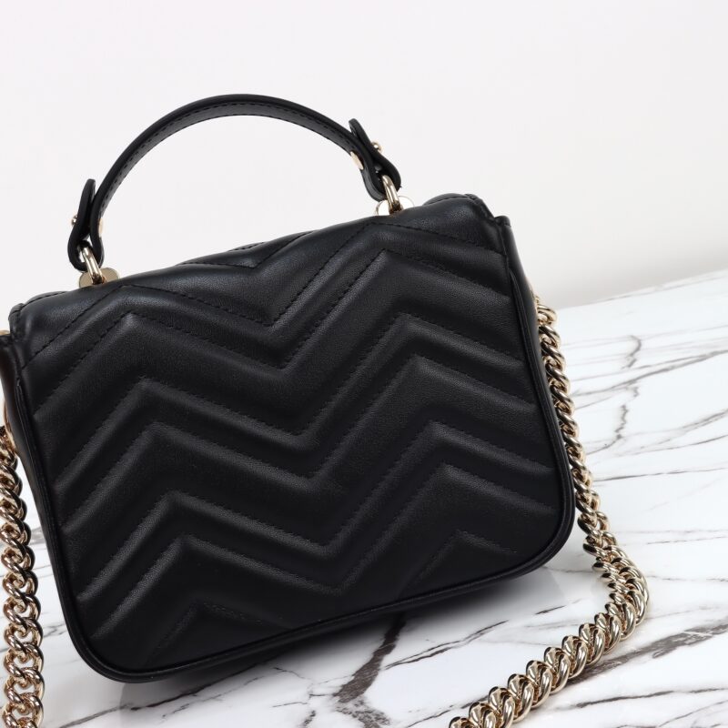 Replica Gucci Marmont Mini Top Handle Black 4 Replica Gucci Marmont Mini Top Handle Black - top-tier luxury replica shoulder bag