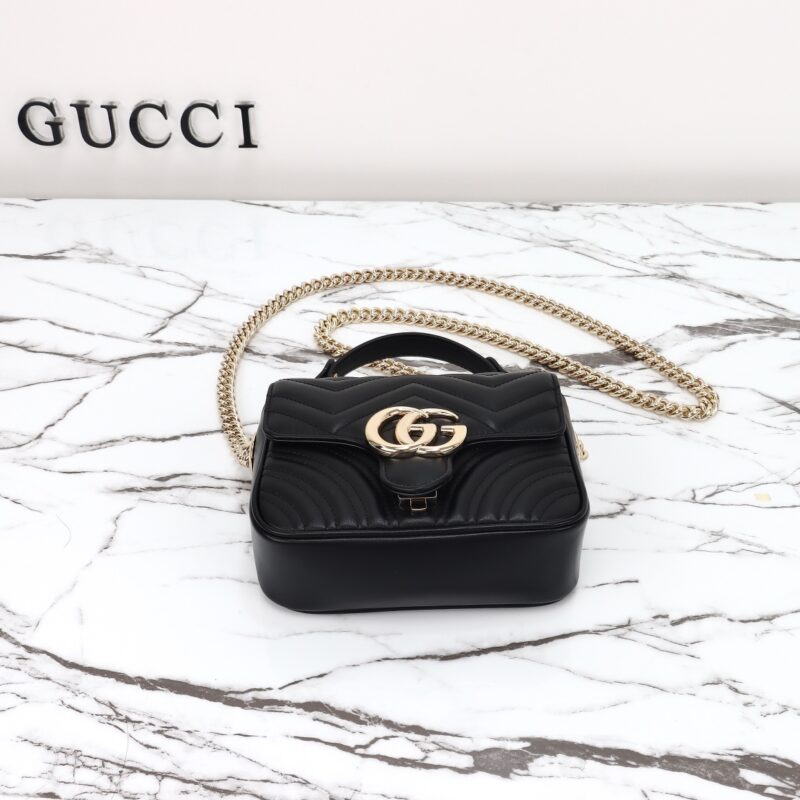 Replica Gucci Marmont Mini Top Handle Black 8 Replica Gucci Marmont Mini Top Handle Black - near-authentic luxury replica handbag
