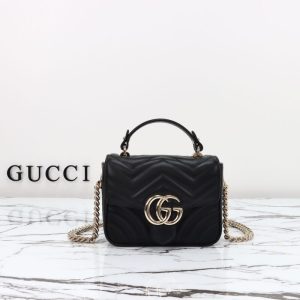 Replica Gucci Marmont Mini Top Handle Black 6 Replica Gucci Marmont Mini Top Handle Black - high-end fake designer purse