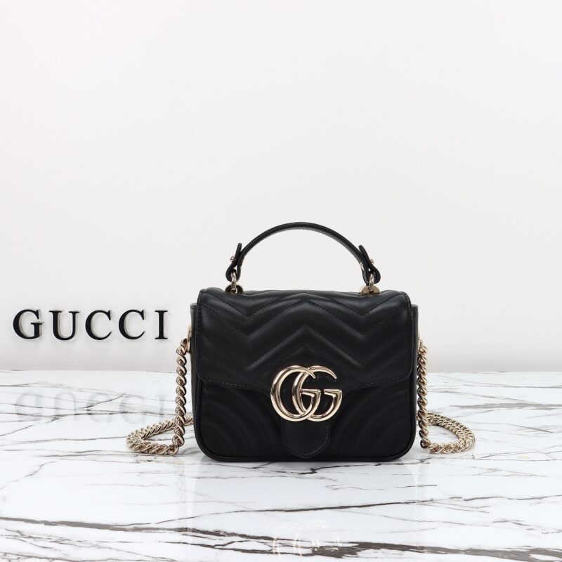 Replica Gucci Marmont Mini Top Handle Black 6 Replica Gucci Marmont Mini Top Handle Black - high-end fake designer purse