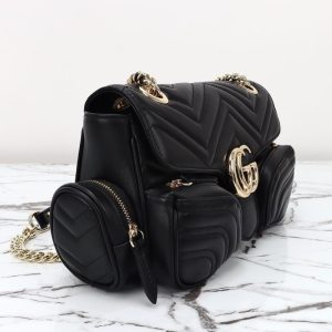 Replica Gucci Marmont 2.0 GG Shoulder Bag Black 4 Replica Gucci Marmont 2.0 GG Shoulder Bag Black - 1:1 designer replica handbag