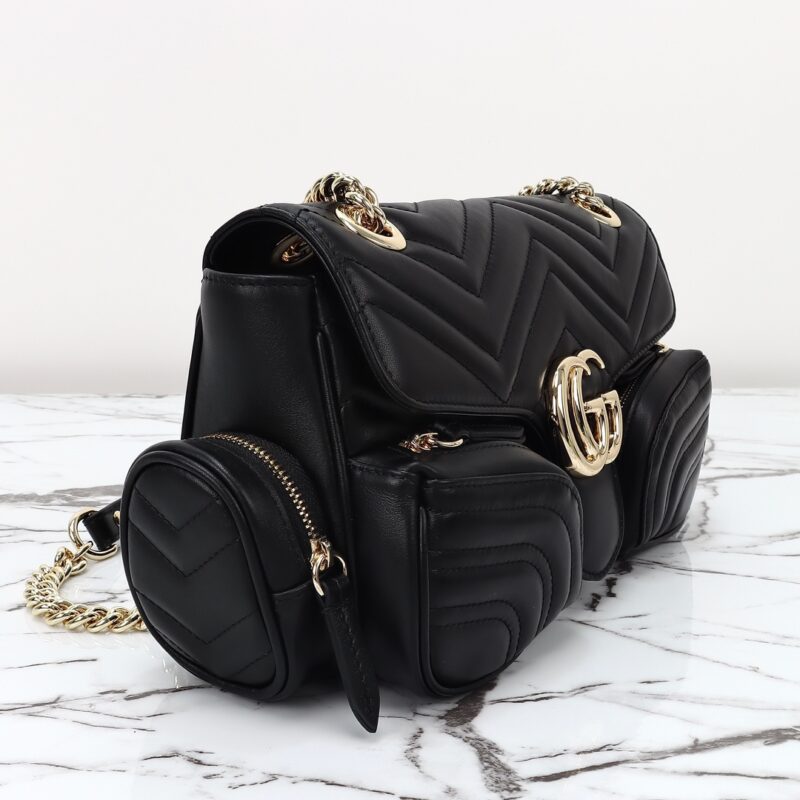 Replica Gucci Marmont 2.0 GG Shoulder Bag Black 4 Replica Gucci Marmont 2.0 GG Shoulder Bag Black - 1:1 designer replica handbag