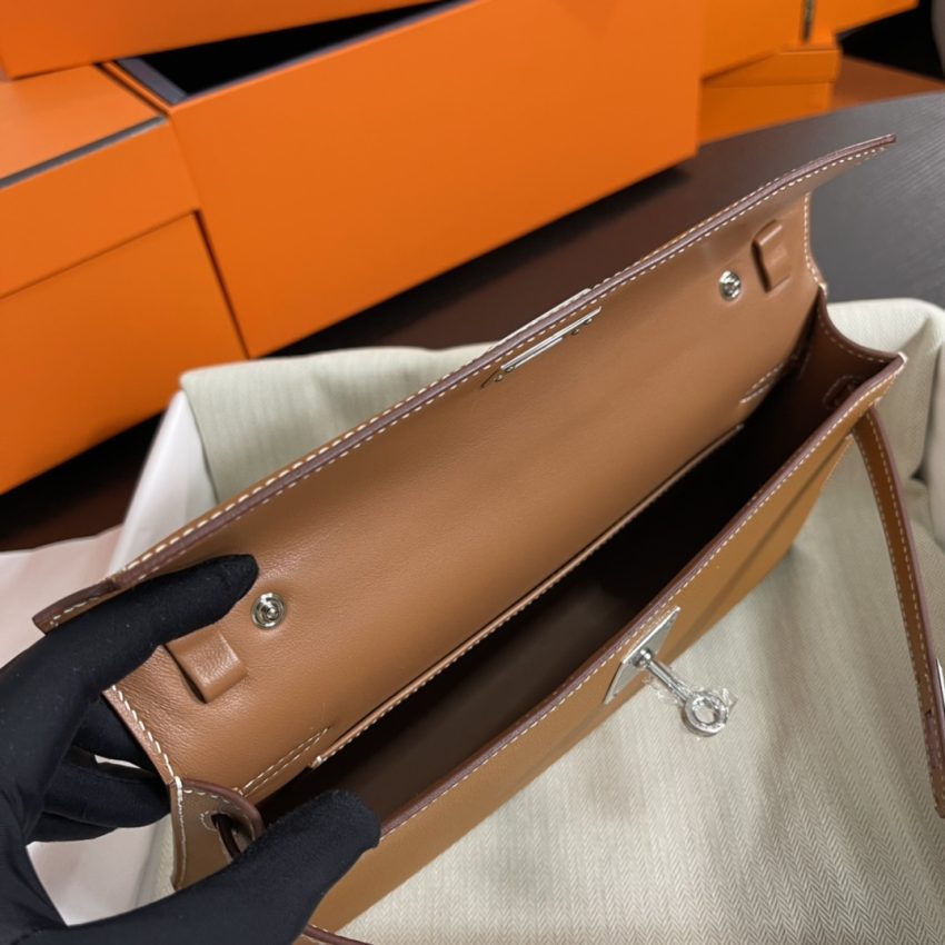 Replica Hermes Kelly Elan Brown Silver - 1:1 designer replica handbag
