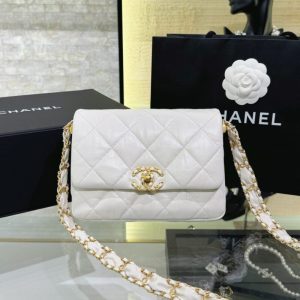 Replica CHANEL 19 Mini Flap White Bag 1 Replica CHANEL 19 Mini Flap White Bag - authentic-look luxury purse replica