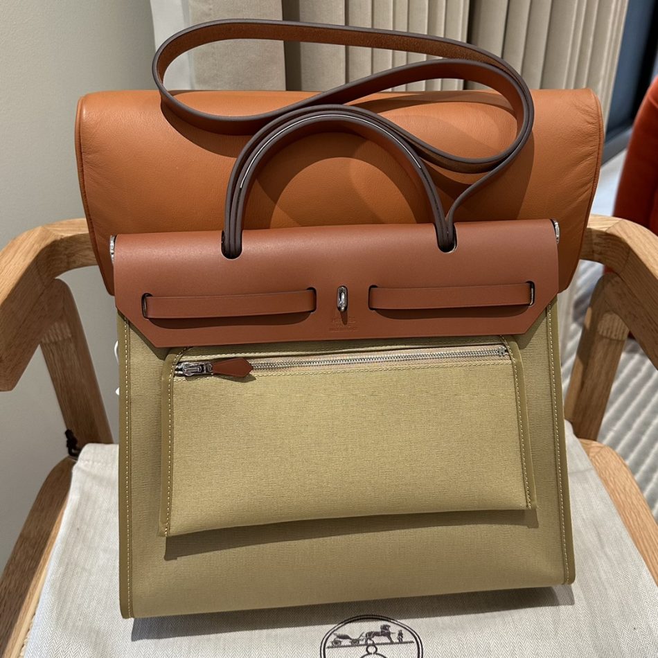 Replica Hermes Herbag 31cm Brown Canvas 2 Replica Hermes Herbag 31cm Brown Canvas - premium 1:1 fake handbag model