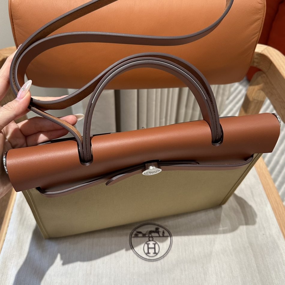 Replica Hermes Herbag 31cm Brown Canvas 6 Replica Hermes Herbag 31cm Brown Canvas - realistic designer-inspired fake bag