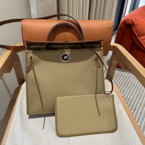 Replica Hermes Herbag 31cm Brown Canvas 7 Replica Hermes Herbag 31cm Brown Canvas - realistic designer-inspired fake bag
