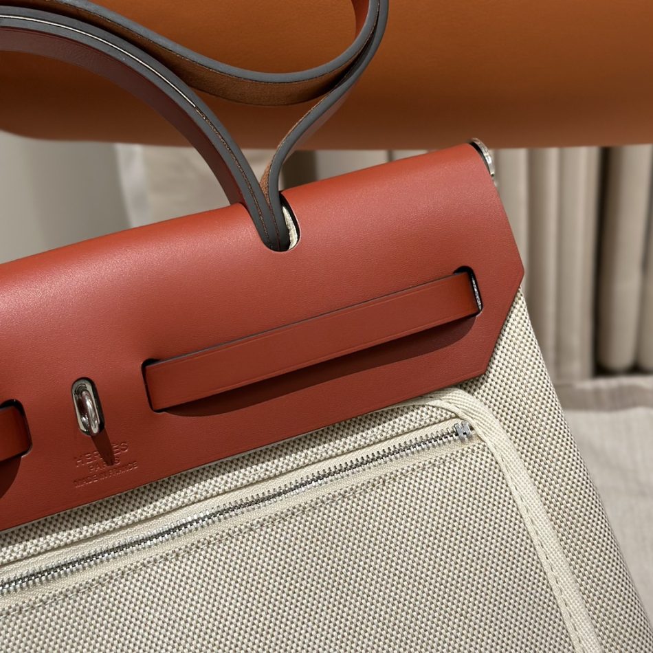 Replica Hermes Herbag 31cm Beige Red - ultra-realistic fake designer tote