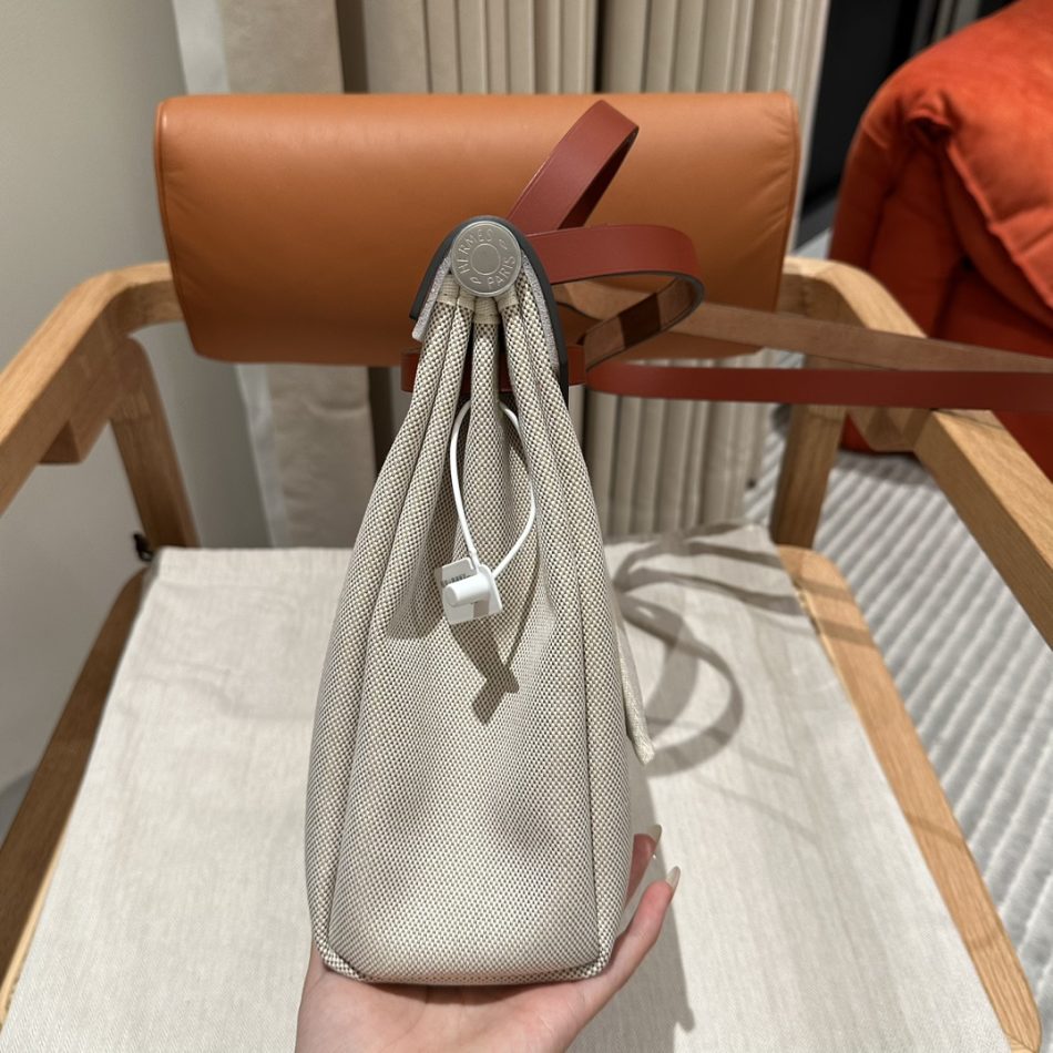 Replica Hermes Herbag 31cm Beige Red - best quality luxury bag dupe