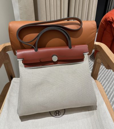 Replica Hermes Herbag 31cm Beige Red - 1:1 designer replica handbag