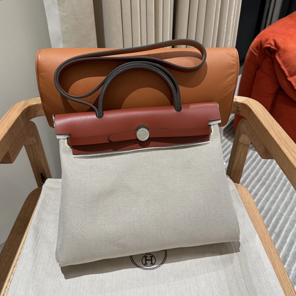 Replica Hermes Herbag 31cm Beige Red - 1:1 designer replica handbag