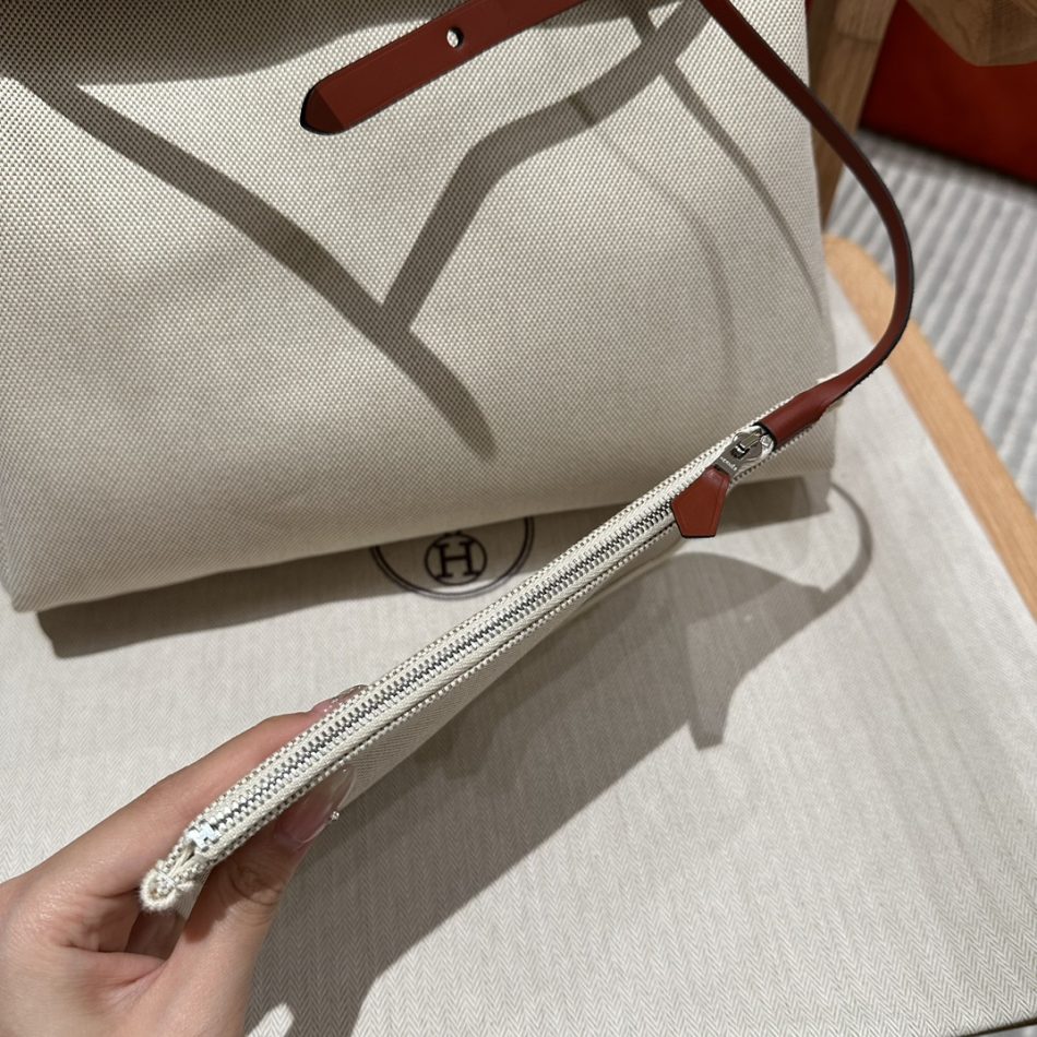 Replica Hermes Herbag 31cm Beige Red - 1:1 designer replica handbag