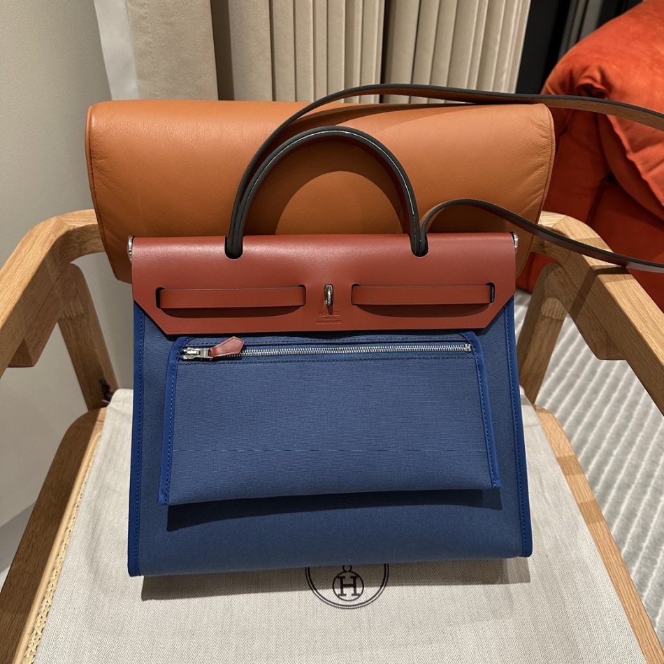Replica Hermes Herbag 31cm Blue Canvas 3 Replica Hermes Herbag 31cm Blue Canvas - 1:1 designer replica handbag