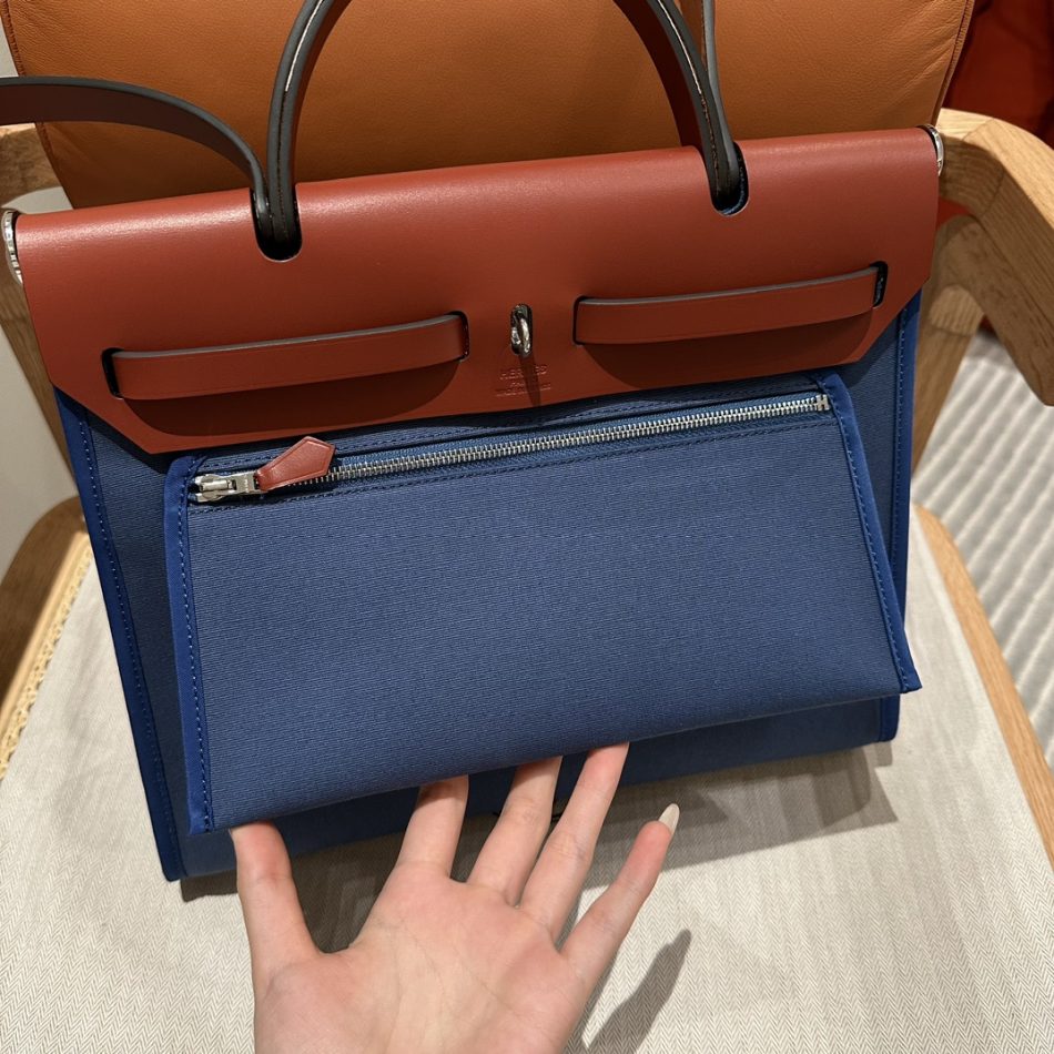 Replica Hermes Herbag 31cm Blue Canvas 4 Replica Hermes Herbag 31cm Blue Canvas - elite superclone designer purse