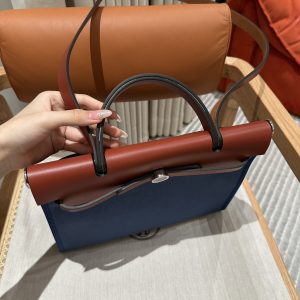 Replica Hermes Herbag 31cm Blue Canvas 9 Replica Hermes Herbag 31cm Blue Canvas - premium-grade designer purse dupe