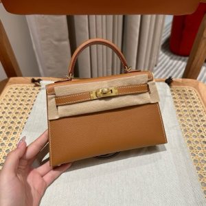 Replica Hermes Kelly Brown Epsom Gold 1 Replica Hermes Kelly Brown Epsom Gold - best quality luxury bag dupe