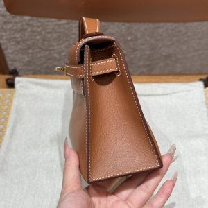 Replica Hermes Kelly Pochette Swift Brown 5 Replica Hermes Kelly Pochette Swift Brown - best-selling designer handbag dupe