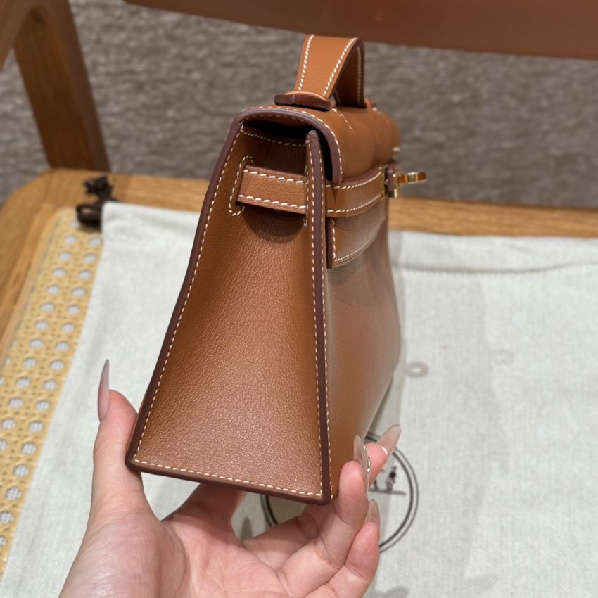 Replica Hermes Kelly Pochette Swift Brown 6 Replica Hermes Kelly Pochette Swift Brown - 1:1 designer replica handbag