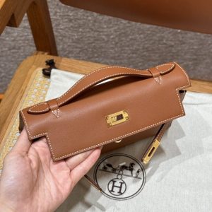 Replica Hermes Kelly Pochette Swift Brown 8 Replica Hermes Kelly Pochette Swift Brown - high-end fake designer purse
