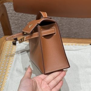 Replica Hermes Kelly Pochette Swift Brown 10 Replica Hermes Kelly Pochette Swift Brown - elite superclone designer purse