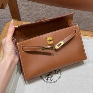 Replica Hermes Kelly Pochette Swift Brown 11 Replica Hermes Kelly Pochette Swift Brown - top-rated replica designer bag