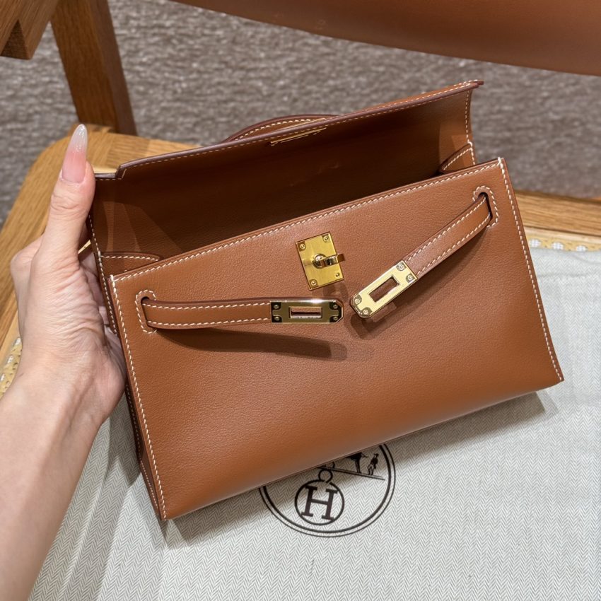 Replica Hermes Kelly Pochette Swift Brown 11 Replica Hermes Kelly Pochette Swift Brown - top-rated replica designer bag
