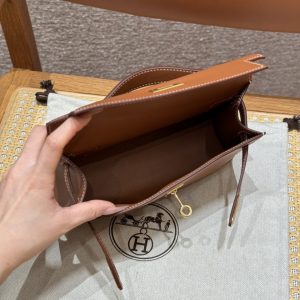 Replica Hermes Kelly Pochette Swift Brown 17 Replica Hermes Kelly Pochette Swift Brown - high-quality designer bag clone