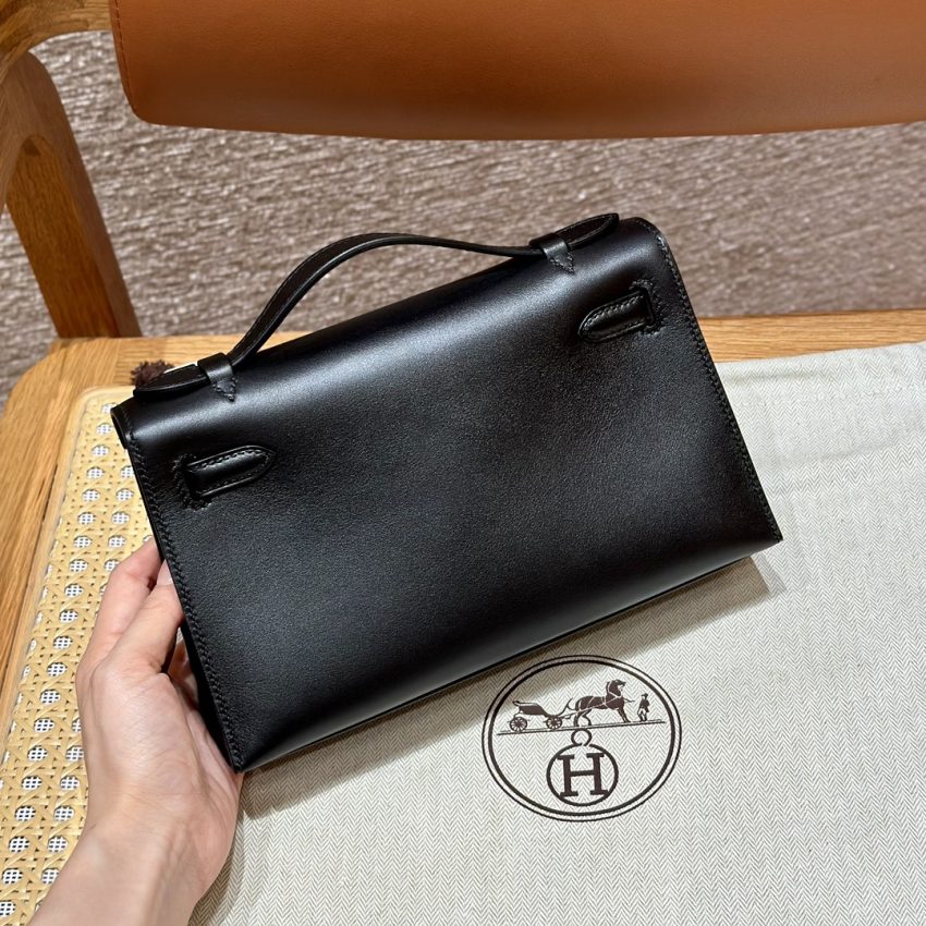 Replica Hermes Kelly Pochette Swift Black 2 Replica Hermes Kelly Pochette Swift Black - premium 1:1 fake handbag model