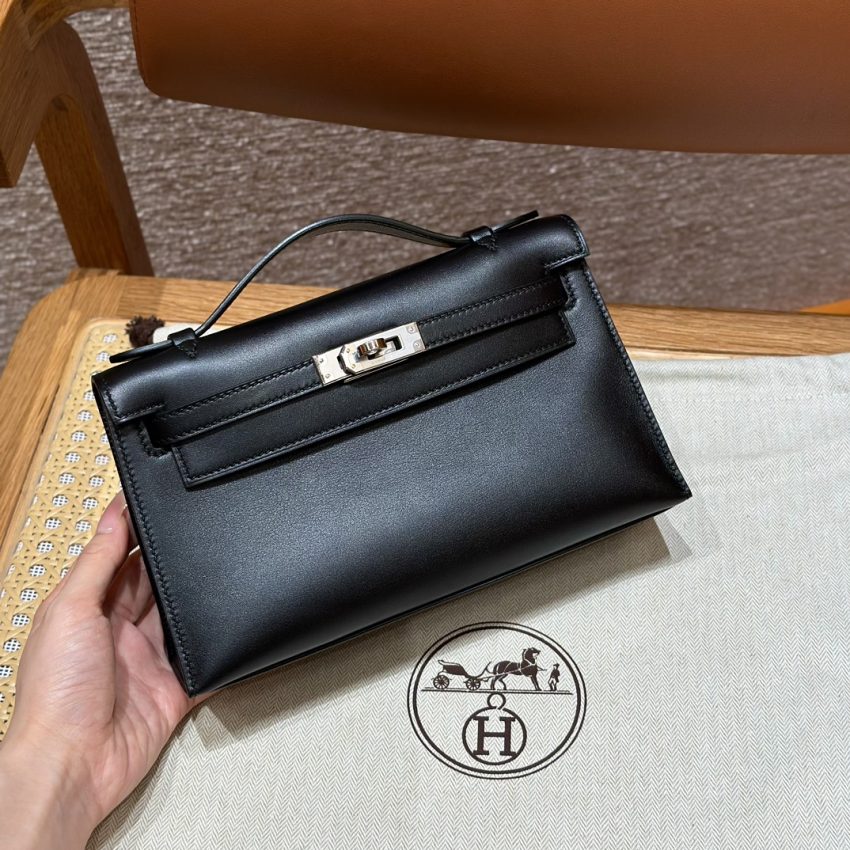 Replica Hermes Kelly Pochette Swift Black 1 Replica Hermes Kelly Pochette Swift Black - ultra-realistic fake designer tote