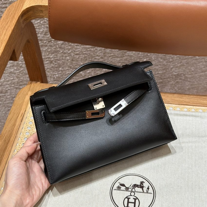 Replica Hermes Kelly Pochette Swift Black 15 Replica Hermes Kelly Pochette Swift Black - elite superclone designer purse