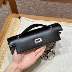 Replica Hermes Kelly Pochette Swift Black 17 Replica Hermes Kelly Pochette Swift Black - premium-grade designer purse dupe