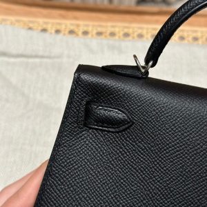 Replica Hermes Kelly Black Epsom Silver 2 Replica Hermes Kelly Black Epsom Silver - 1:1 designer replica handbag