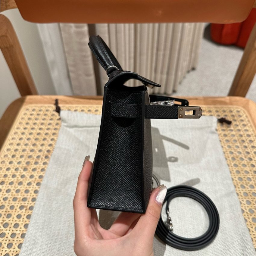 Replica Hermes Kelly Black Epsom Silver 5 Replica Hermes Kelly Black Epsom Silver - 1:1 designer replica handbag