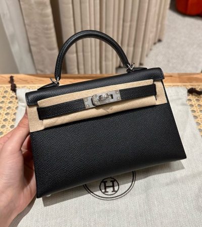 Replica Hermes Kelly Black Epsom Silver - best-selling designer handbag dupe