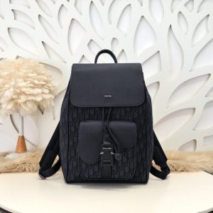 Replica Dior Saddle Backpack with Flap Black 1 Replica Dior Saddle Backpack with Flap Black - high-end fake designer purse