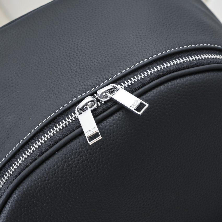 Replica Dior Saddle Zip Backpack Black Grained Calfskin - high-accuracy replica luxury purse