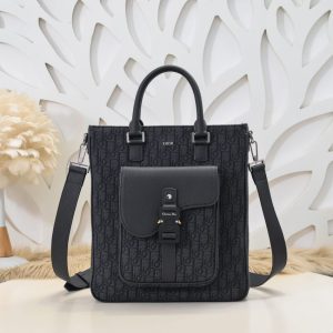 Replica Dior Saddle Shopping Tote Oblique Black 1 Replica Dior Saddle Shopping Tote Oblique Black - realistic designer-inspired fake bag