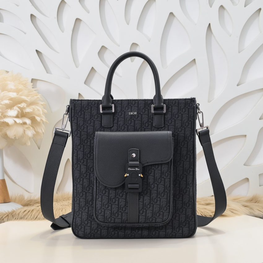 Replica Dior Saddle Shopping Tote Oblique Black 1 Replica Dior Saddle Shopping Tote Oblique Black - realistic designer-inspired fake bag