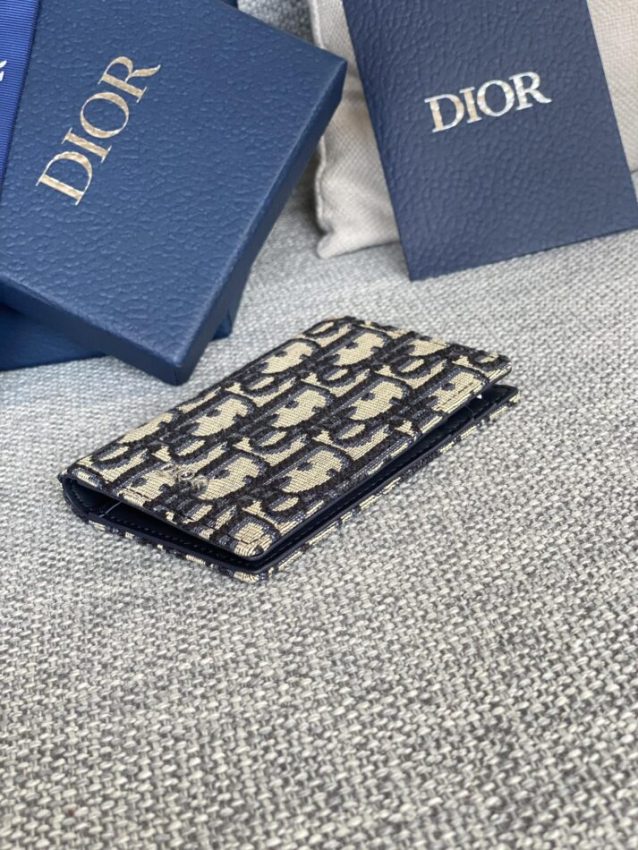 Replica Dior Bi Fold Card Holder Oblique White - realistic designer-inspired fake bag