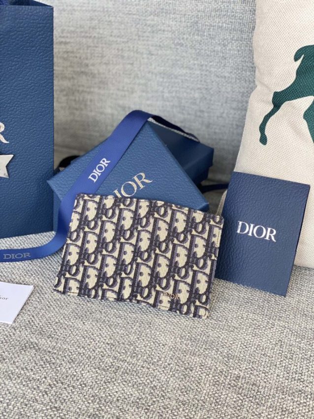 Replica Dior Bi Fold Card Holder Oblique White - top-rated replica designer bag