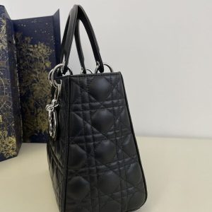 Replica Lady Dior Large Black Silver 5 Replica Lady Dior Large Black Silver - realistic designer-inspired fake bag