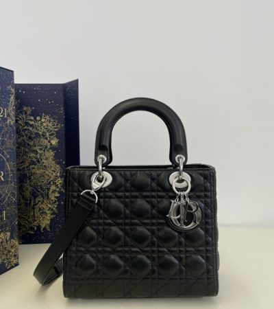 Replica Lady Dior Large Black Silver - near-authentic luxury replica handbag